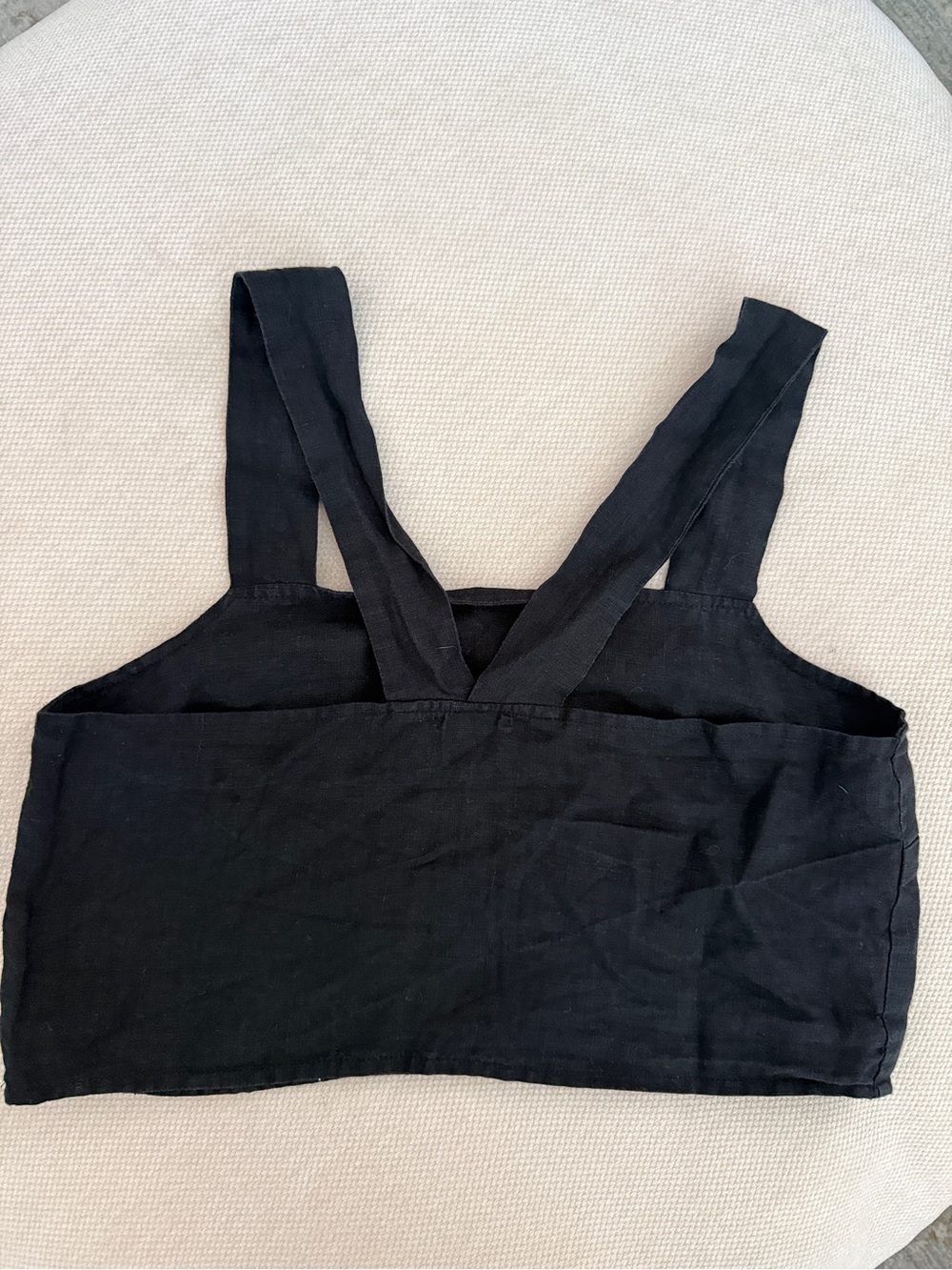 Vitamin A Black Square-Neck 100% Linen Crop Top - Picture 2 of 3